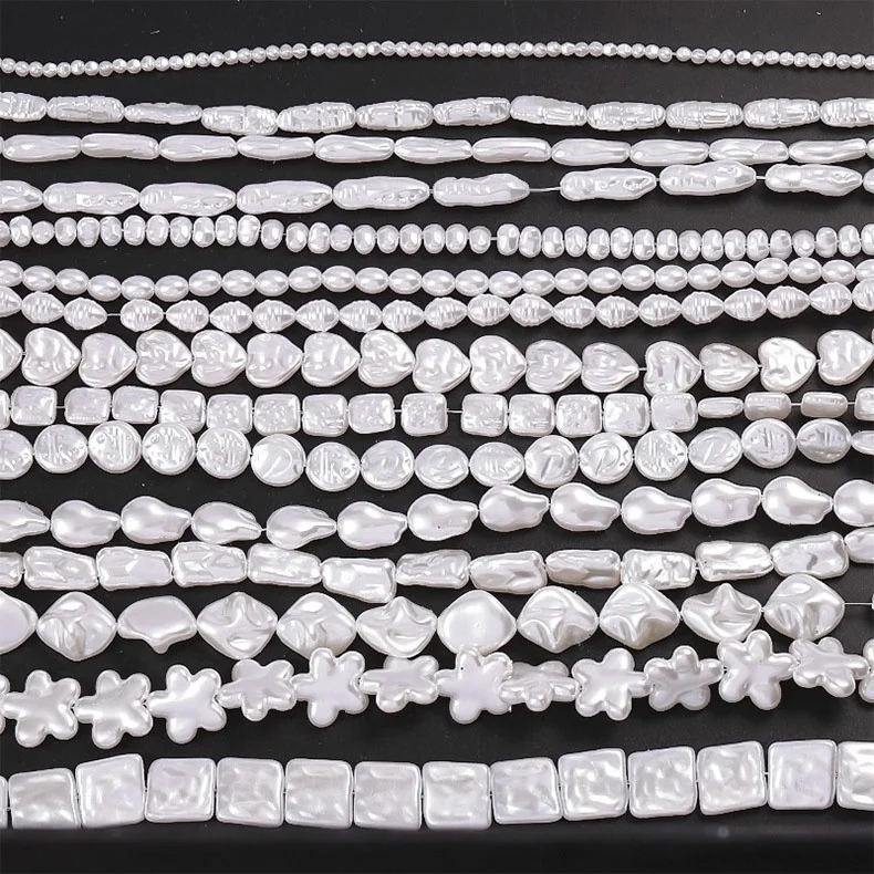 ABS straight hole irregular imitation pearl loose bead irregular imitation shell bead DIY handmade jewelry accessory material