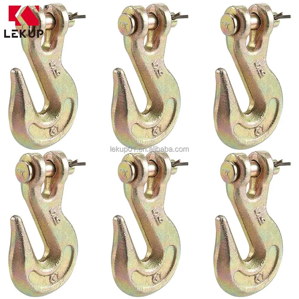 G70 Tow Chain Safety Hook Forged Steel Clevis Slip Hook Rigging 5/16 Inch Clevis Grab Hook for Trailer & Truck Transport