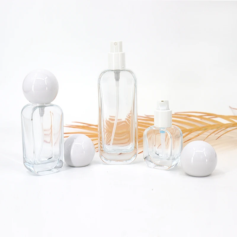 Luxury 30 50 100 120 ml Empty Skincare Lotion Cream Glass Spray Bottle Rectangle Cosmetic Moisturizer Bottle Packaging With Pump