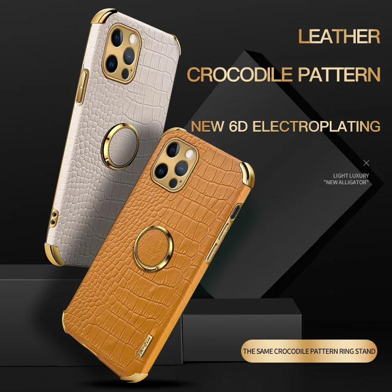 Crocodile Leather Strap Holder Case For iPhone 12 11 Pro Max XR X XS Max 7 8 Plus Case For iPhone 12 Mini SE 2020 Phone Cover