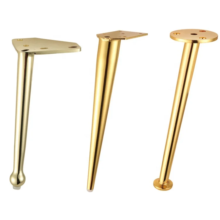 Custom Gold Taper Metal Pipe Furniture Hardware Cabinet Iron Sofa Leg For Bed Table Feet