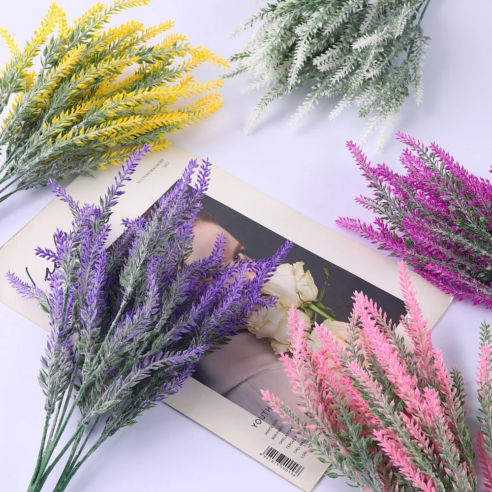 Wholesale Wedding Decor 5 Fork Lavender Flower Plastic Plant Artificial Lavender Flower Lavender Artificial Flowers