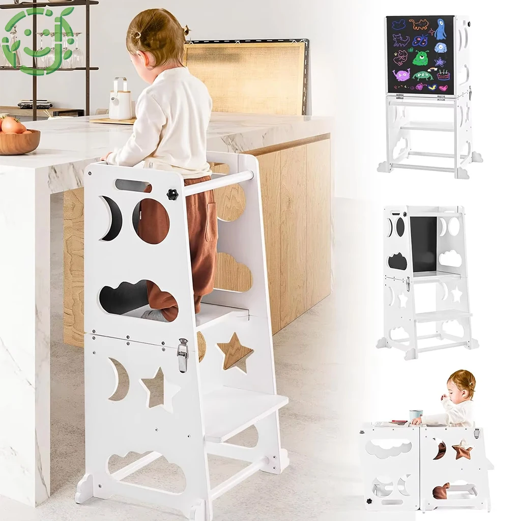 JQ Best Sale Toddler Step Stool Smooth Learning Tower Kids Kitchen Helper Children