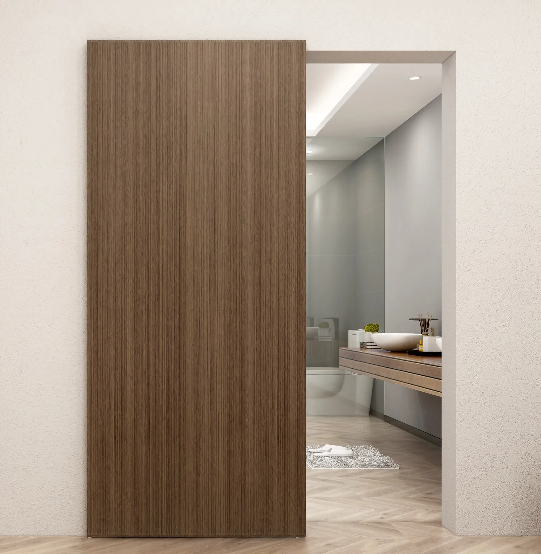 Modern  High Quality Hidden Track Invisible Back Ghost  Interior Wall Mount Sliding Door System With Soft Closing