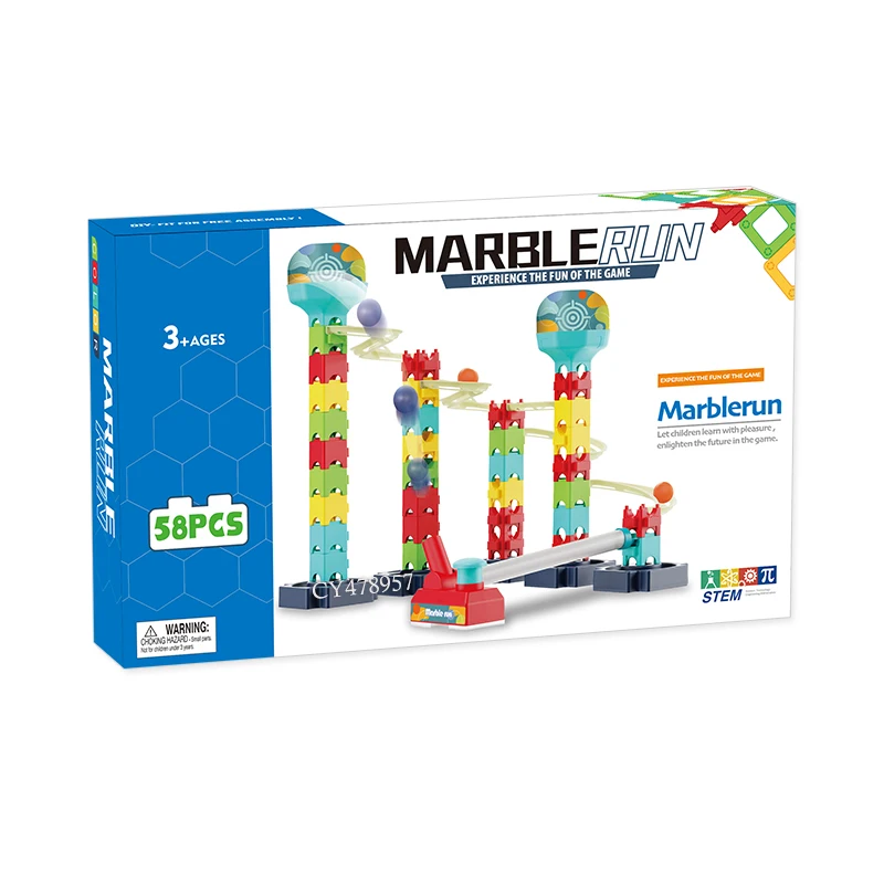 Marble Run Ejection Ball Race Track Rolling Game 58 PCS Marble Maze Building Block Toys Educational Toys