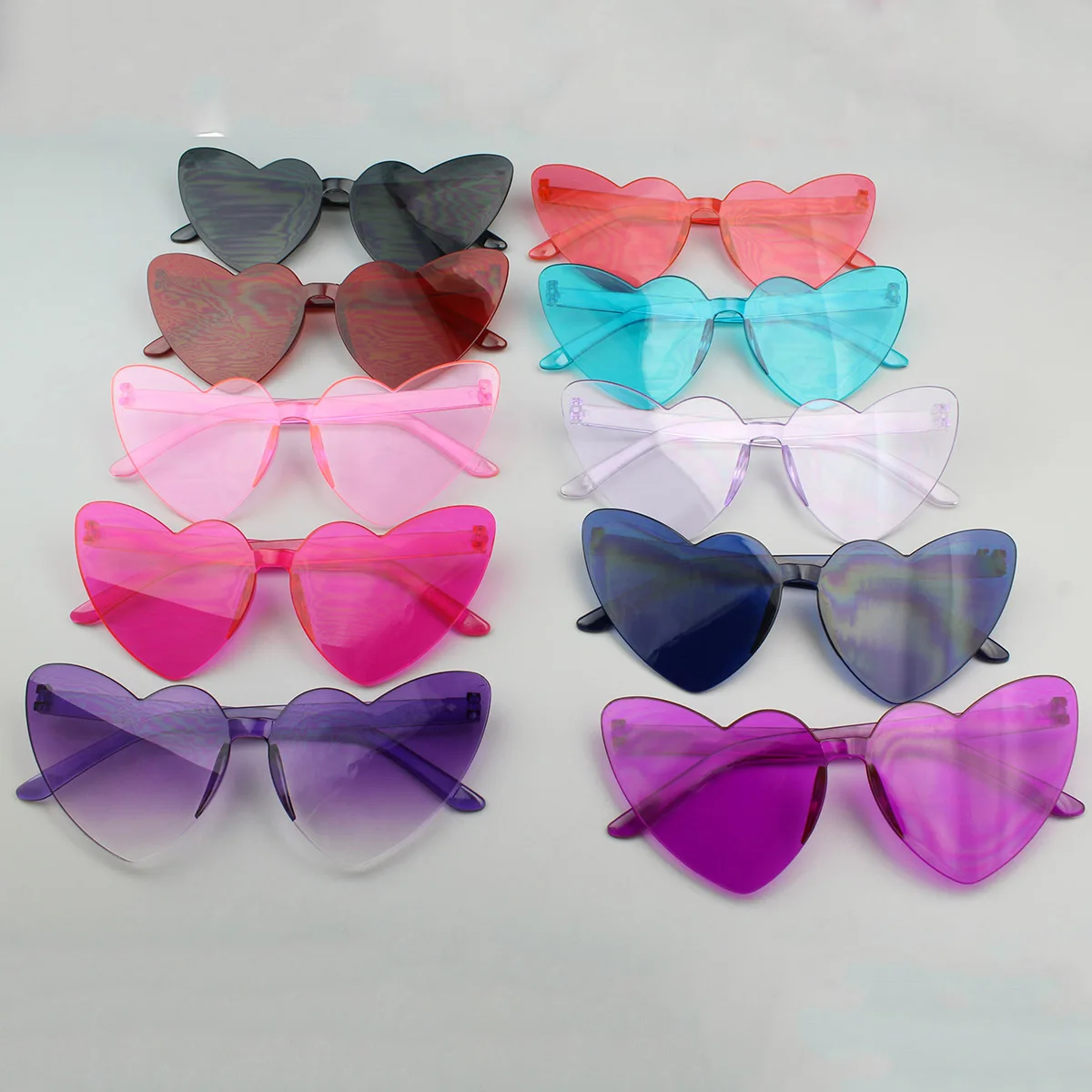 Wholesale High Quality Luxury Heart Shaped Glasses Sunglasses Rimless Heart Sunglasses lentes de sol