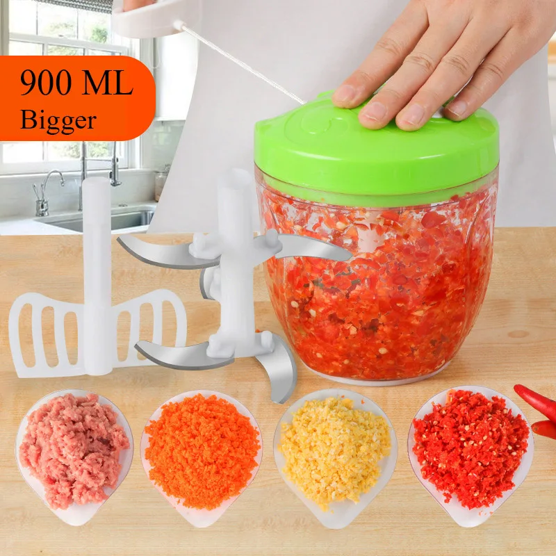  Портативная многофункциональная высокоскоростная мясорубка для овощей и фруктов 900 мл ручной пищевой