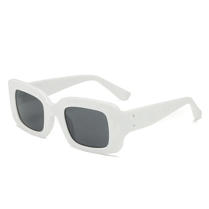 Cross border Hot Sale Rectangular Sunglasses White PC Frame Cheap Sunglasses