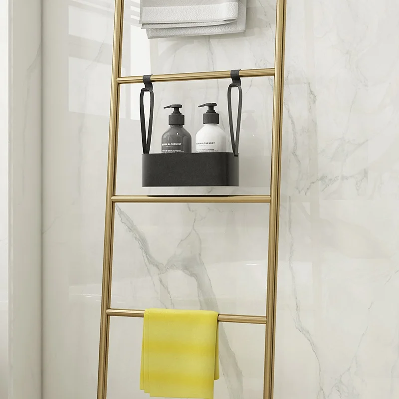 Modern Leaning Ladder Shelf For Bathroom Coat Rack Metal Hangers Gold Towel Drying Rack