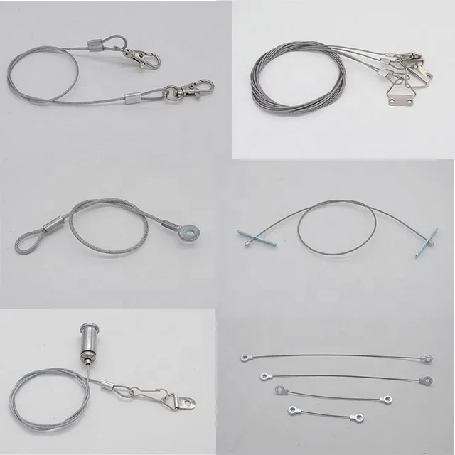 Custom Stainless Steel Wire Rope Cable With Eyelet Terminal Tube Crimp Cable Lug Wire Rope Sling Hanging Suspension Wire Kit