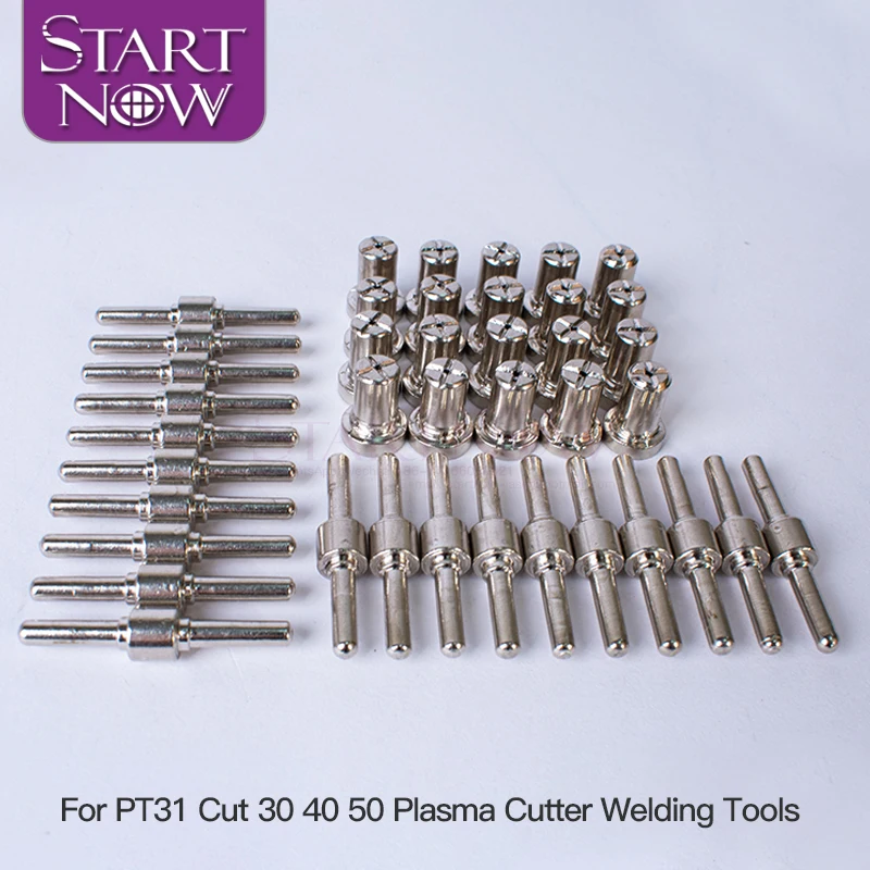 Startnow 40PCS PT31 Plasma Torch Roller Pilot  Arc Nozzles Electrode Kits For LG-40 Plasma Welding Machine CUT40 312 Consumables