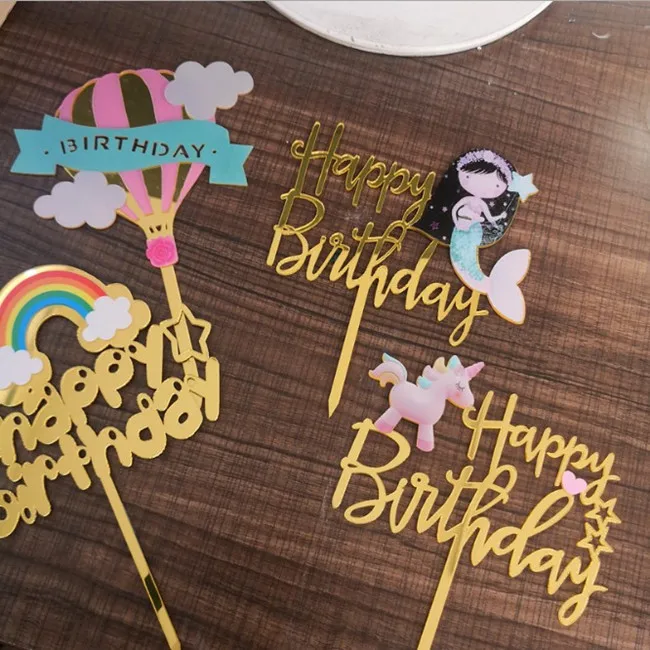 hot sale acrylic cake toppers happy birthday for children