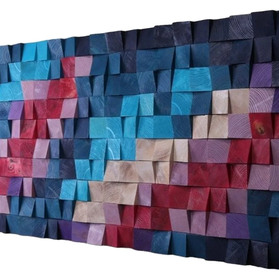 3d vertical hanging painting foyer decorative painting senior sense geometric abstract wood carving wall decor