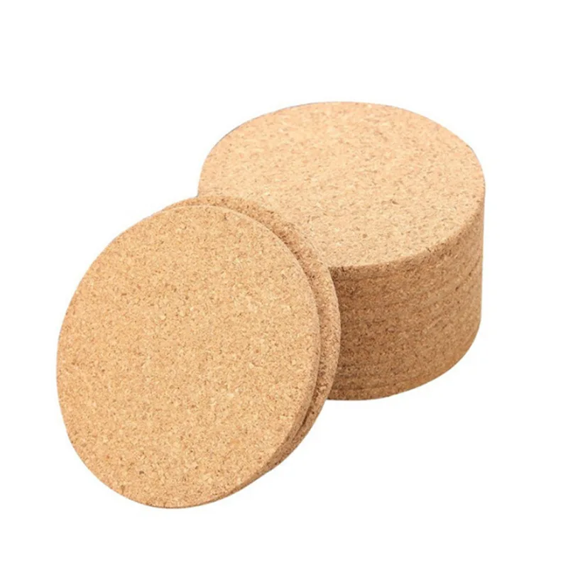 Natural Cork Coasters with Metal Holder set of 8 pcs -4 inch 1/5 inch Thick Cold Drinks Wine Glasses Cups Mugs Cork Coaster