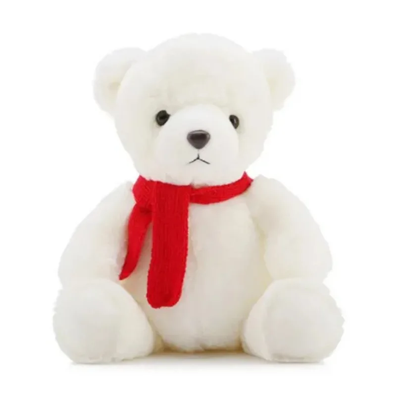 2025 Hot Sale Christmas White Stuffed Teddy Bear With Hat and Scarf  plush Polar Bear as Children Gifts
