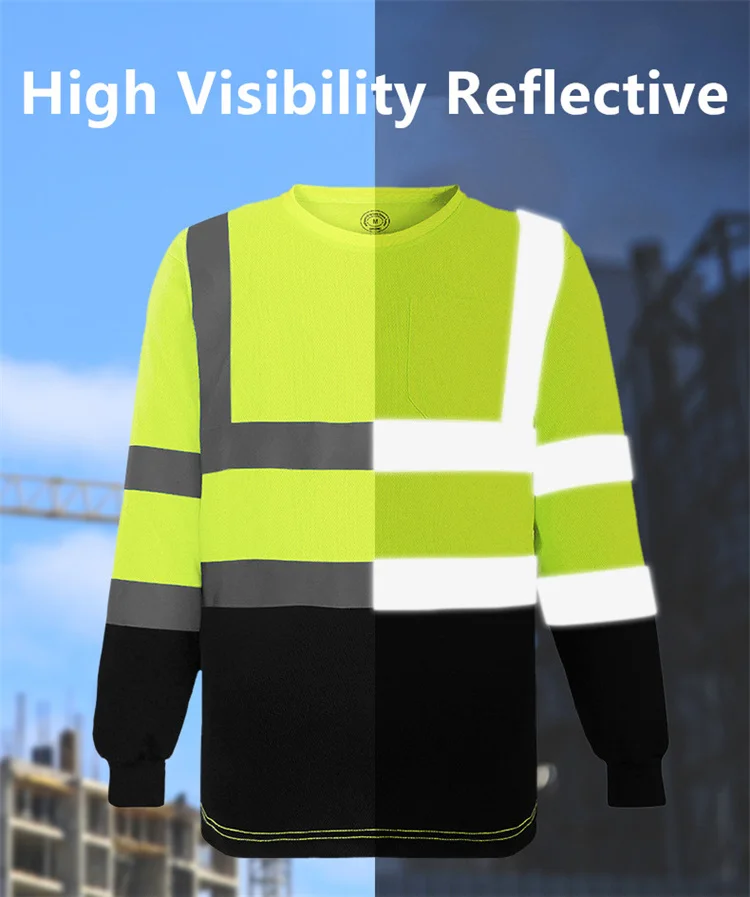 130 gsm logo custom high visibility reflective uniform construction night work safety protection long sleeve t-shirt  t shirt