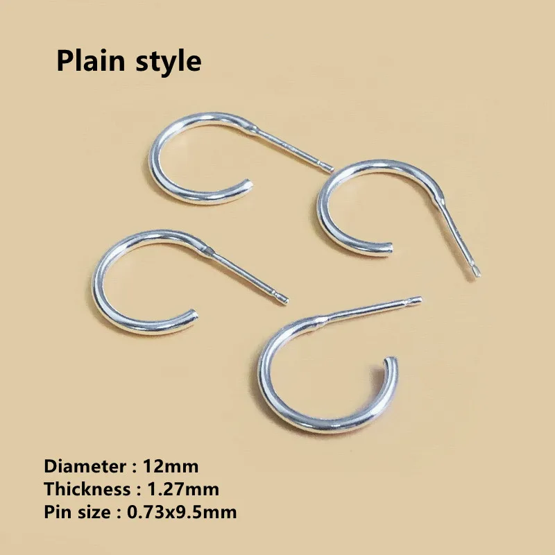 Classic 925 sterling silver 12mm twisted woven beaded 3/4 hoop post ladies earring for women