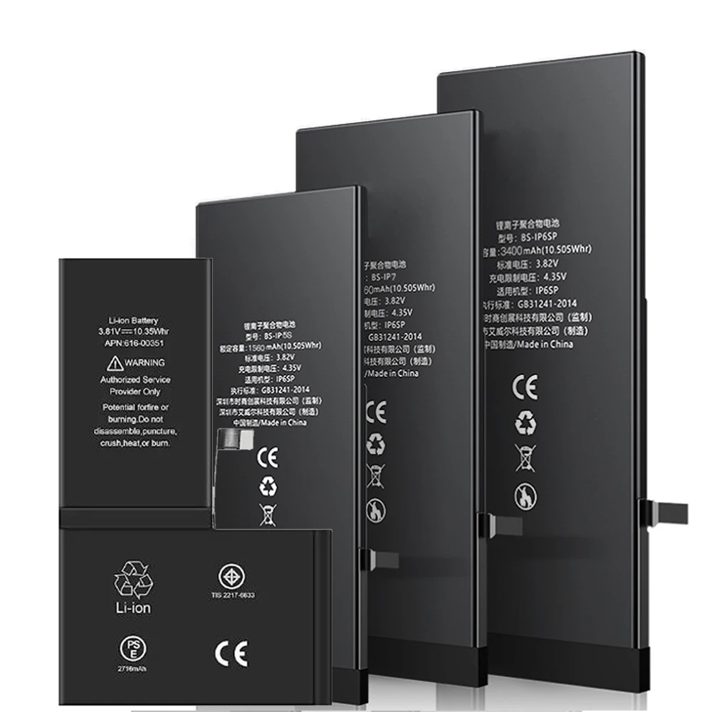 Phone Batterie Battery For Iphone Battery X 7 6 6s 5s For Iphone 13 12 11 Pro 8 7 6 Plus Xs Max Xr X 100% 0 Cycle Replacement