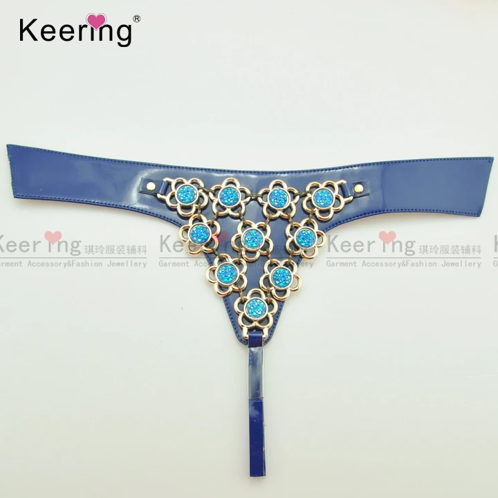 Elegant fashionable blue flower shoes upper accessories for women WSU-140