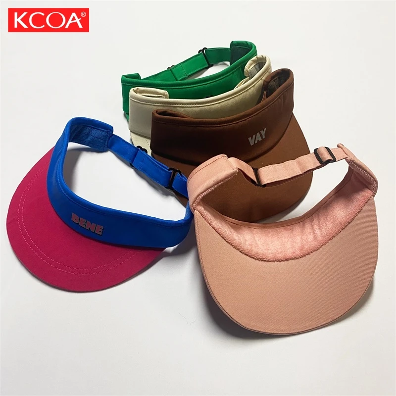 Custom 3D Embroidery Sun Visor Hat Cotton Outdoor Sport Beach Adjustable Sun Cap Visor