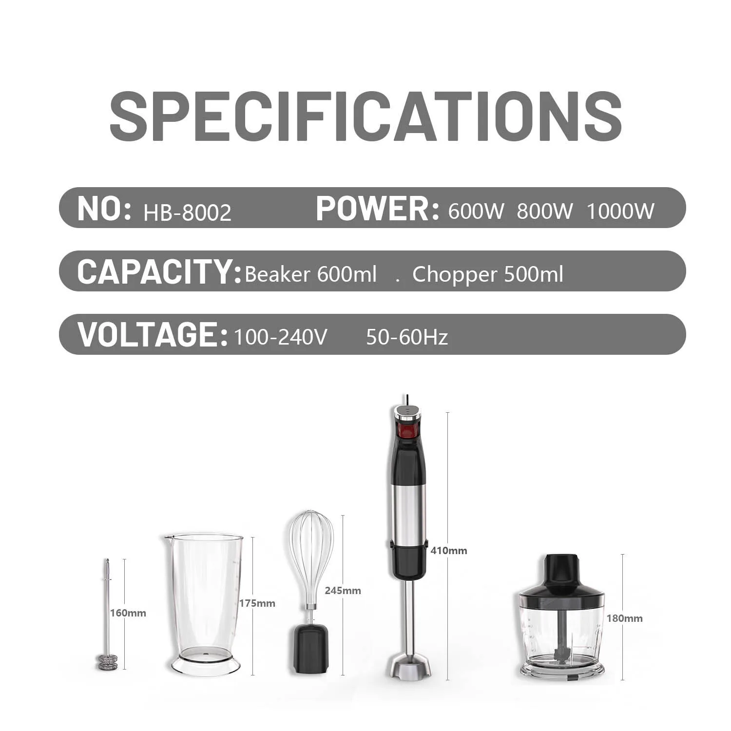 CE Certification Commercial 600W Multifunction good quality powerful immersion electric hand stick blender