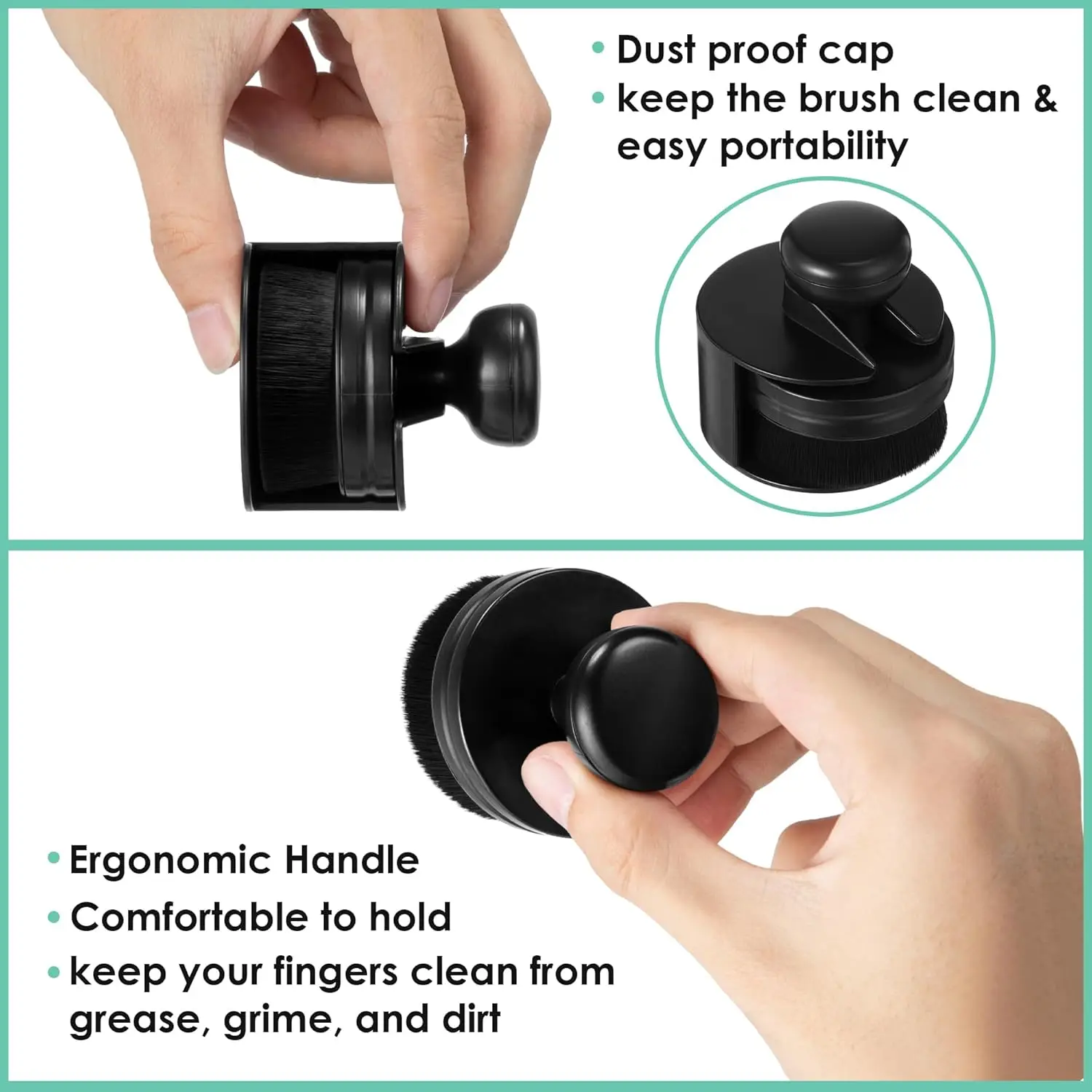 Tire Gloss Brush Round Cleaning Brush Car Detail Set Storage High Density Portable Car Brush Car A/C Vent Dashboard