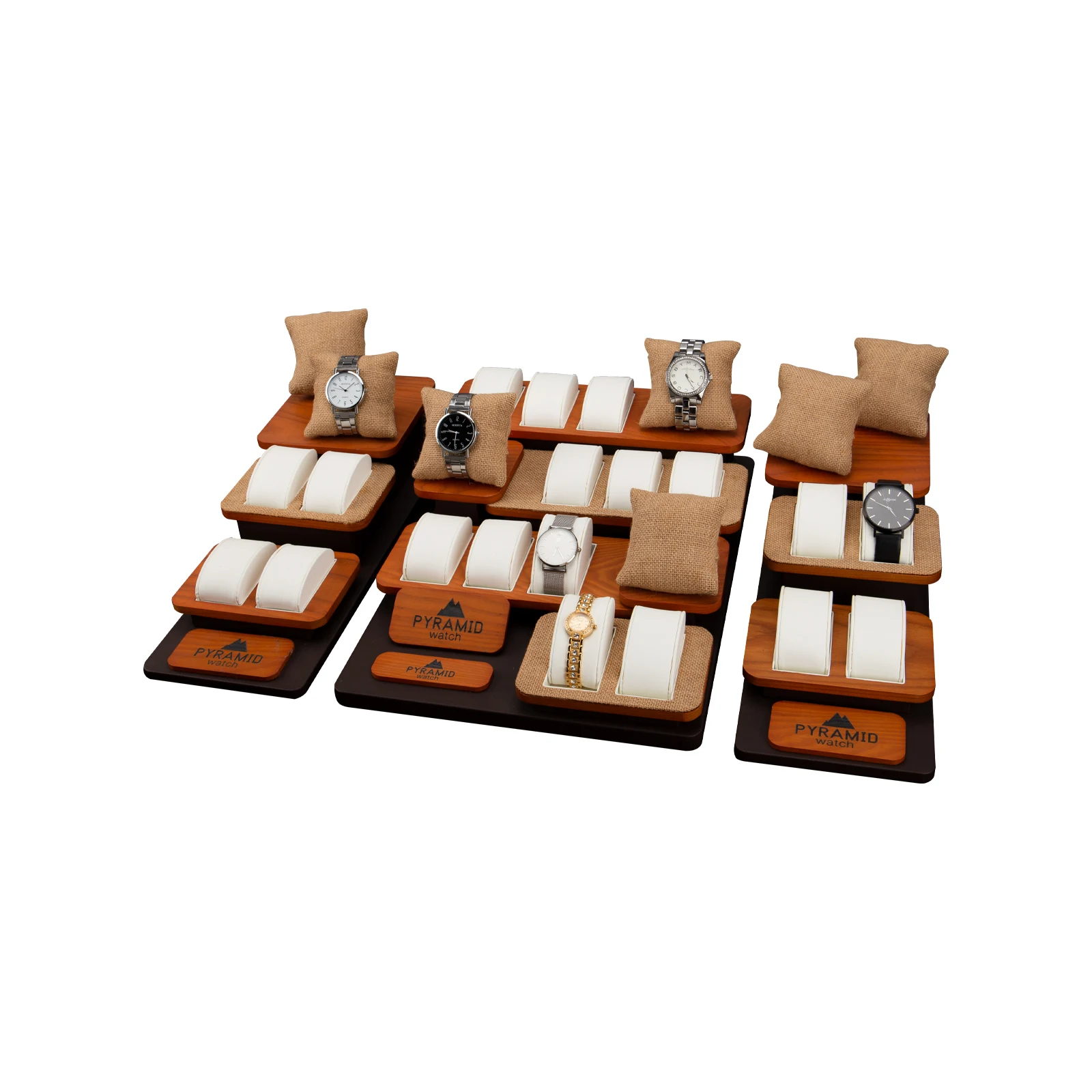 Buying Festival Hot Sale Jewelry Display Stand High-end Fashion Decoration Wooden Watch Design Props Gray Watch Display Props