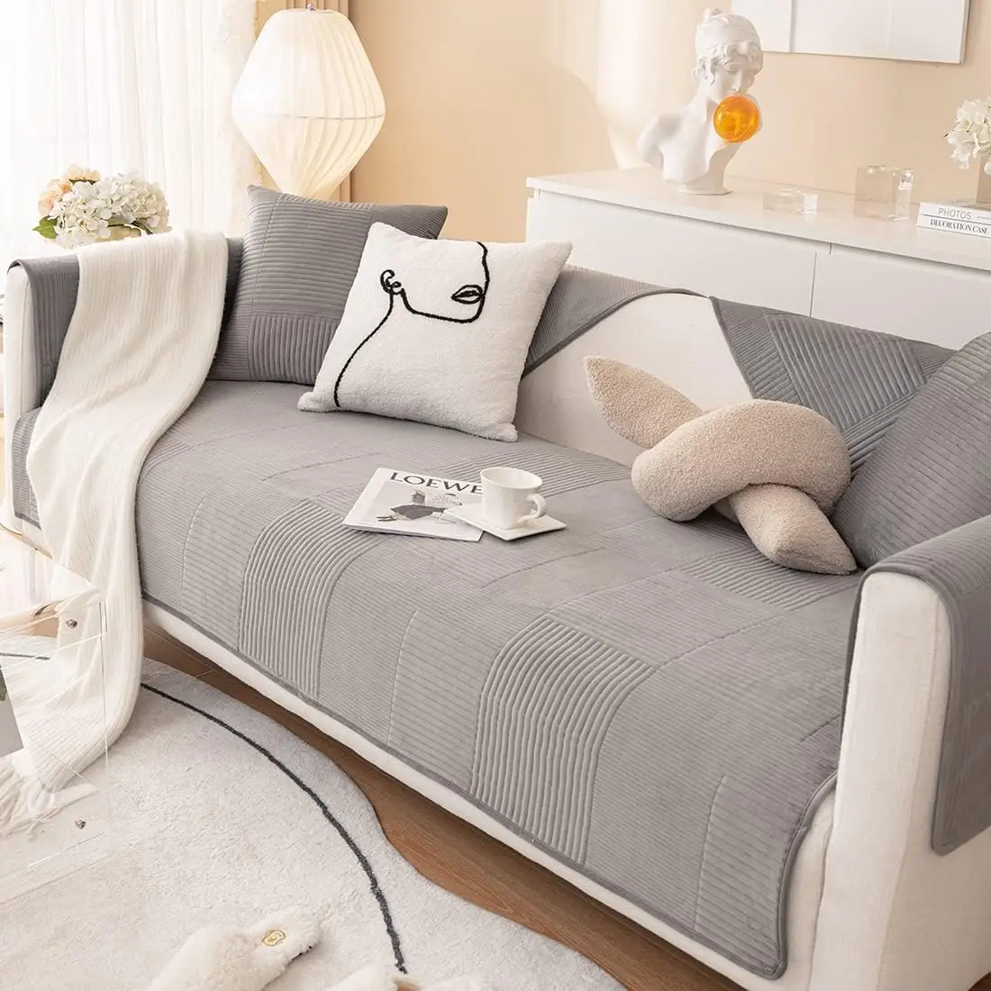 Modern Simple Crystal Velvet Sofa Cushion High-Grade Non-Slip Universal Cover  Four Seasons