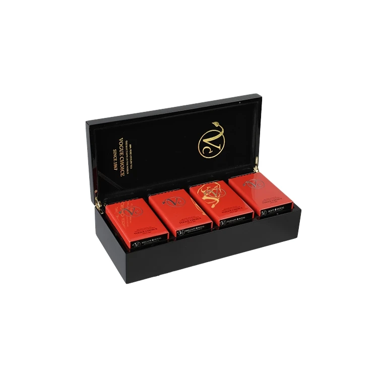 Wooden Tea Storage chest High light black box glass window cases wooden tea chest