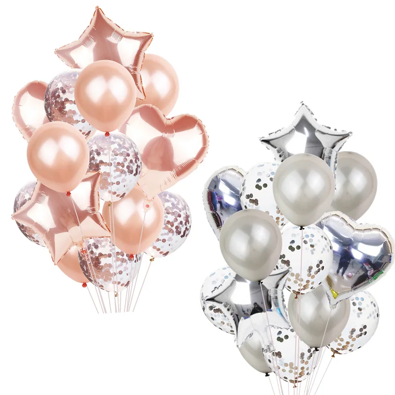 
14Pcs Multi Confetti Balloon Birthday Party Rose Gold Helium Ballons Boy Girl Baby Shower Party Supplies balloon decoration 