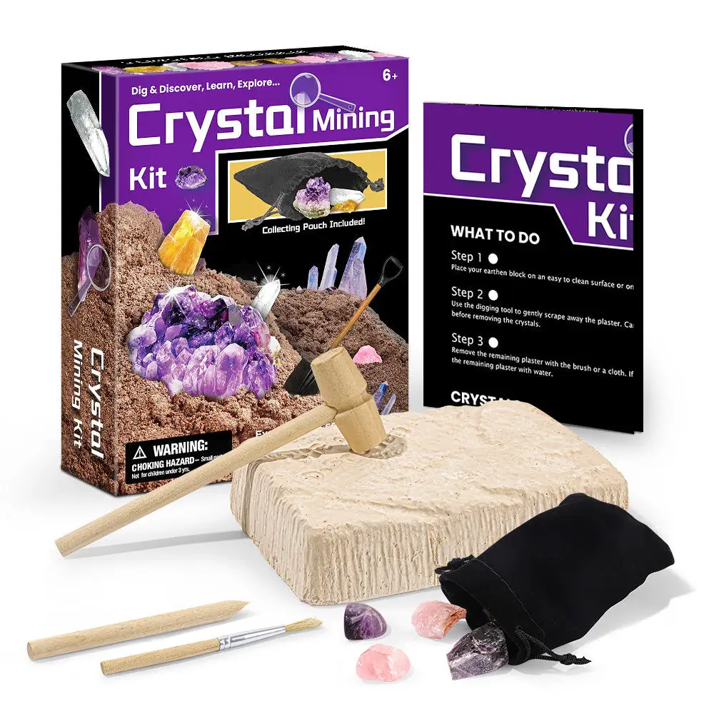 Good Quality Child Toy Stem Educational Eco Friendly Gemstone Dig Toy And Assorted Crystal Mining Collecting Rock Digging Kit
