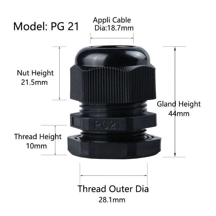 Cheap pg thread anti-bending plastic cable gland for 100% safety
