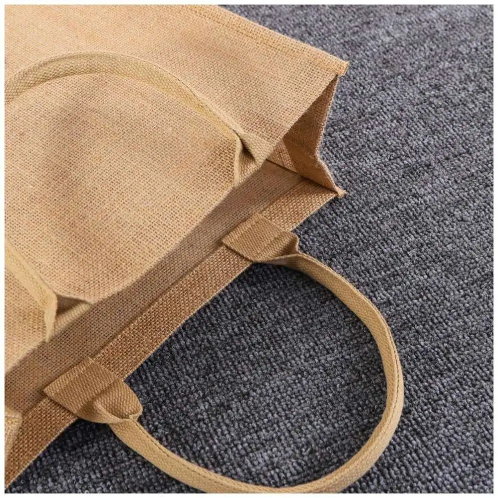 Custom Eco Friendly Laminated Jute Bag Burlap Reusable Grocery Bag Linen Hessian Shopping Tote Bags With Custom Printed Logo