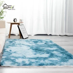 New trends tie-dyed comfortable warm super soft tapis Nordic 100% polyester long pile fur rugs modern home decor shaggy carpets