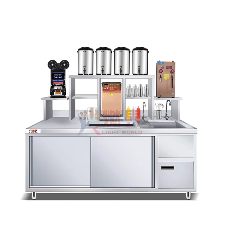 Latest Design Boba Tea Equipment Working Table Bubble Milk Tea Counter