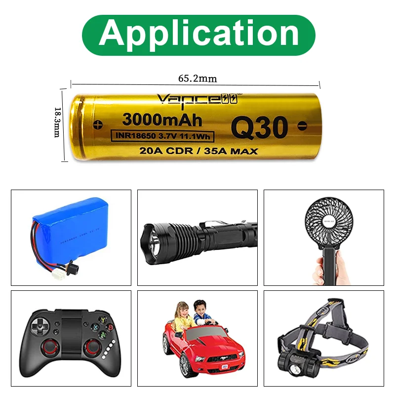 Блок питания Vapcell Q30 INR18650 3000 мАч 20A литий-ионные аккумуляторы 3 6 В 18650 литий-Железный аккумулятор