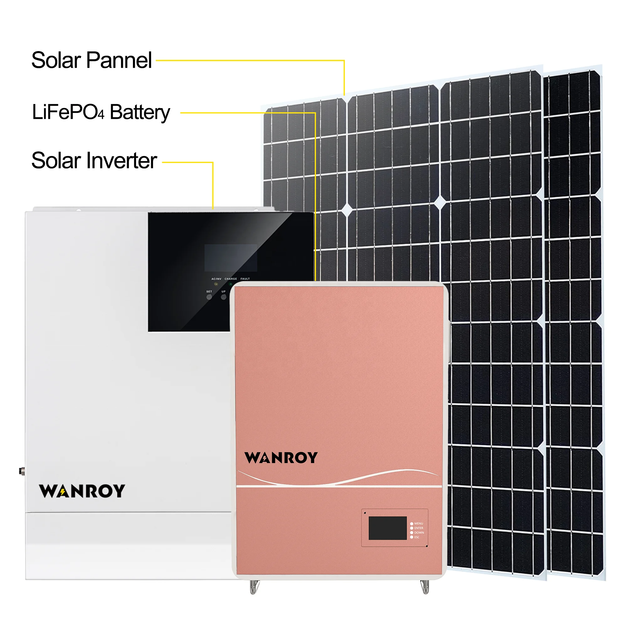 220V 230V 5000W 48V Hybrid Solar Inverter 5KW with MPPT for Home Solar Power System With Wall Mounted Battery