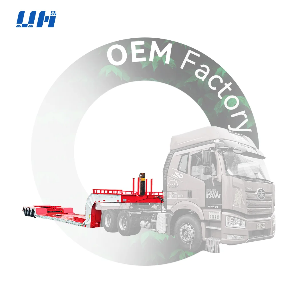 High Quality 2 3 4 Axle Hydraulic Gooseneck Low Bed Semi Trailer 70 80 90 Ton For Heavy Machinery Truck Trailers
