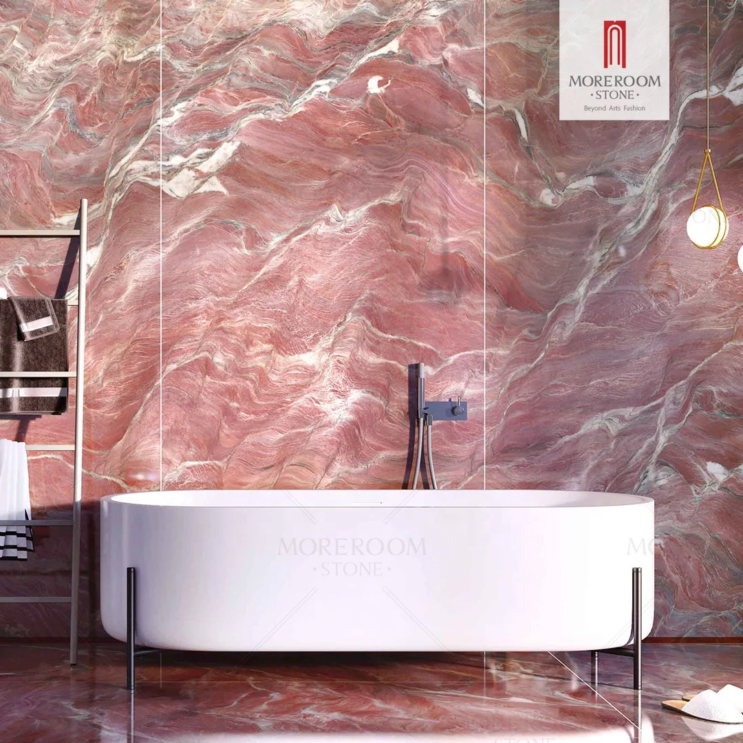 3200x1600 Polished Modern Large Format Red Marble Ceramic Slab Hotel Decor Tile