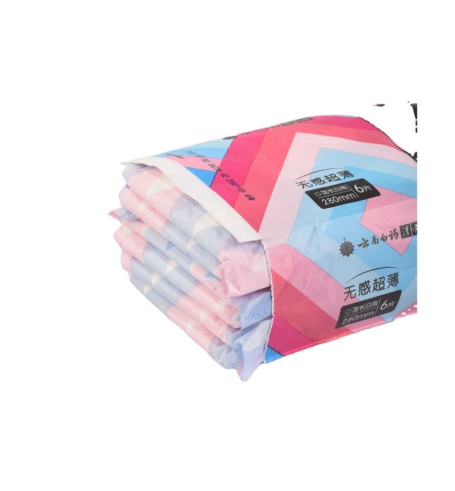 280mm Organic Cotton Menstrual Feminine Hygiene Period Lady Napkin Sanitary Pad for Women
