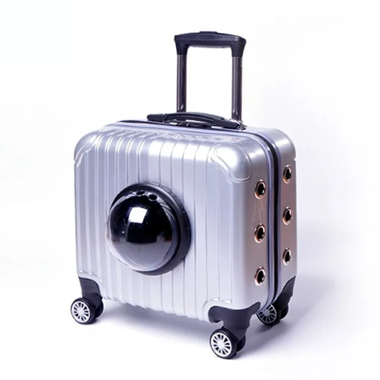 Custom pet stroller small lightweight foldable outdoor Acrylic cat cage with wheels pet pull rod case