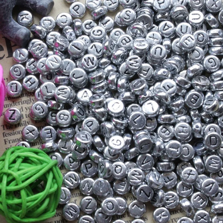 Wholesale High Quality 7mm Acrylic Letter Beads Multiple Styles Of English Letter Scattered Beads DIY Jewelry Production