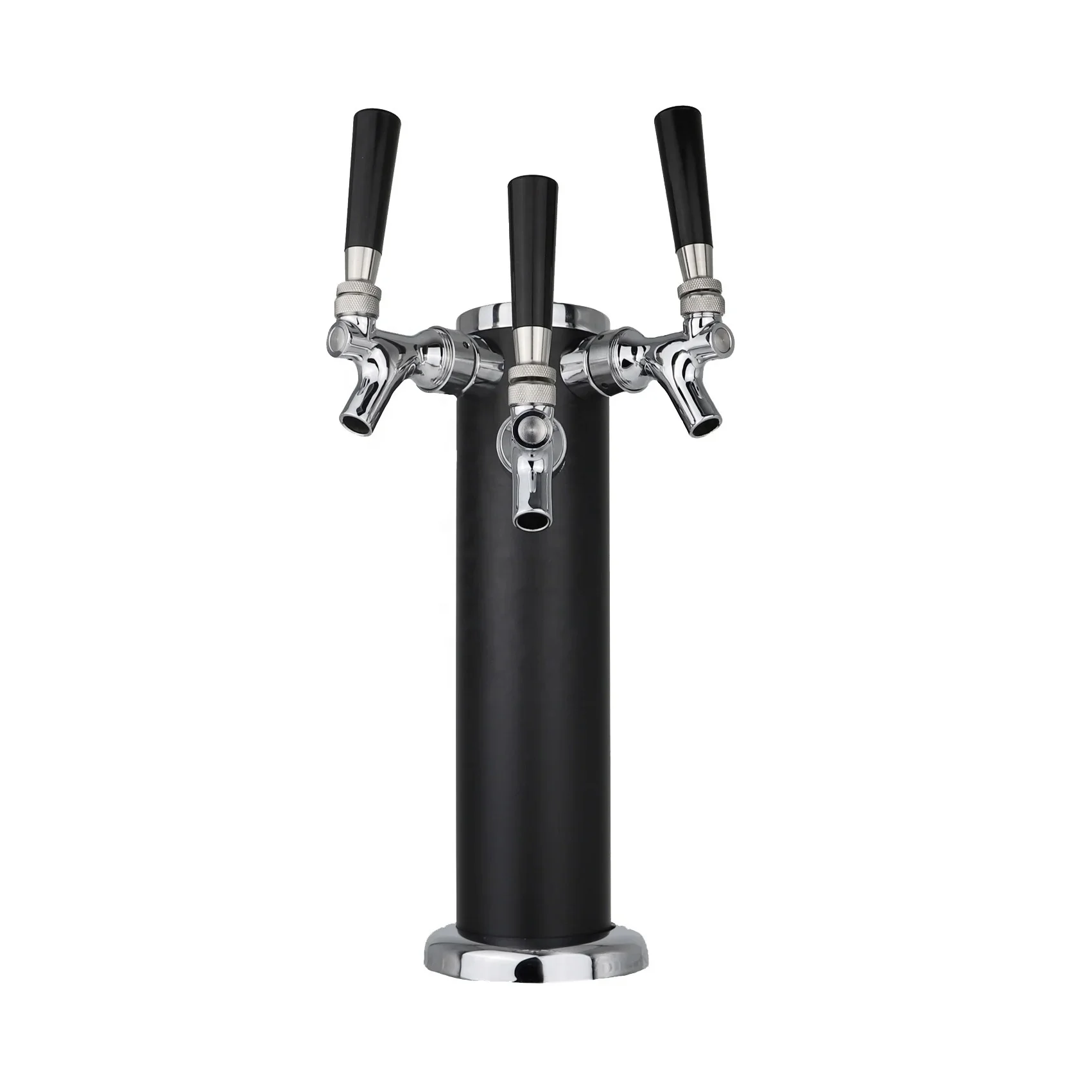 Food Grade Stainless Steel Drink Dispense Beer Faucet Tap Black Draft Beer Tower 3 Holes 12 Inch