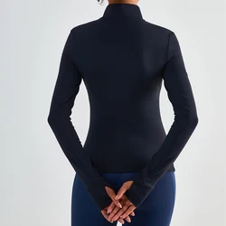 Soft Fabric Fitness Clothing Factory Half-zipper Slim Sportswear Women Warm Yoga Coat Workout Long Sleeve