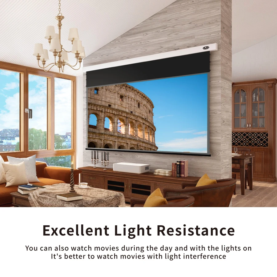 VIVIDSTORM 2 set  PRO Slimline 110 inch Drop Down screen for UST Projector Ambient Light Rejecting electric tension screen