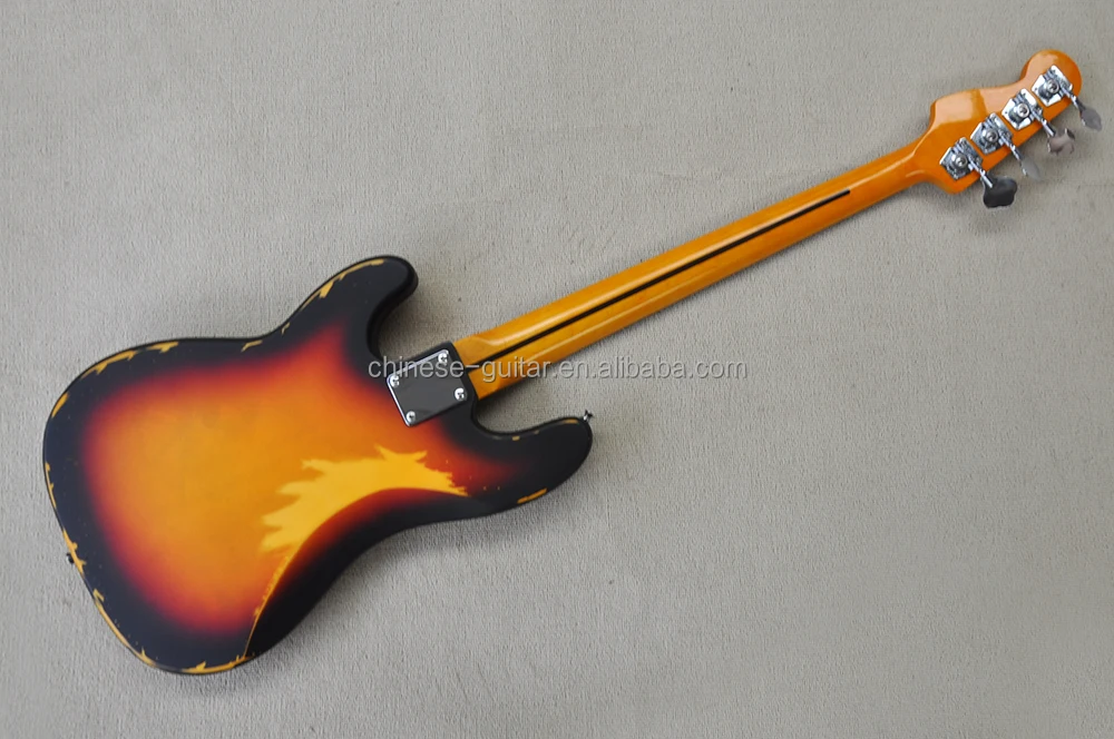 Flyoung Tobacco Sunburst Relic Style Electric Bass Guitar 4 Strings Bass Custom Made