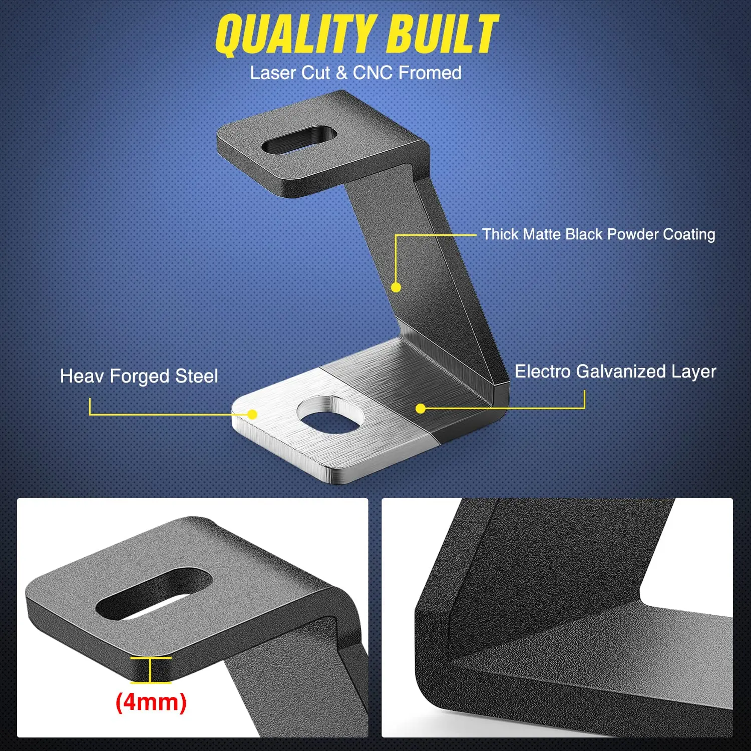 Front A-pillar Left Right Side Hood Hinges LED Work/Cube Light Mount Brackets For F150 Raptor 2017-2023  F-150 2015-2023