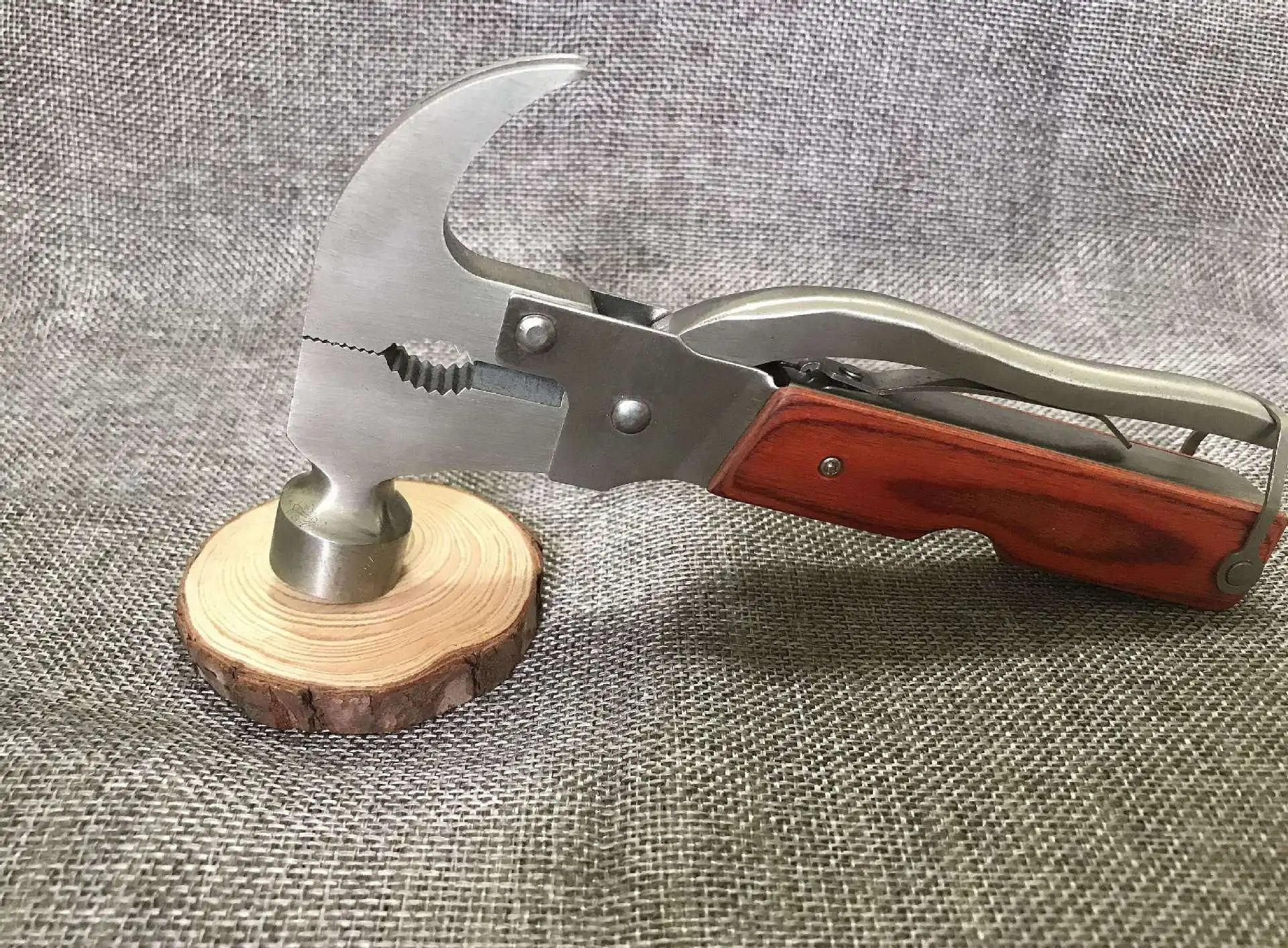 Outdoor 18 in 1 Multitool Survival Hammer Axe With Wood Handle