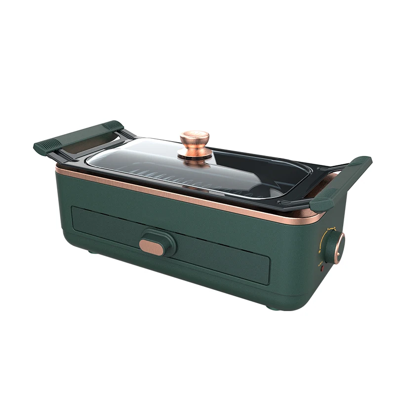 New design square multi-function indoor electric smokeless bbq grill electric