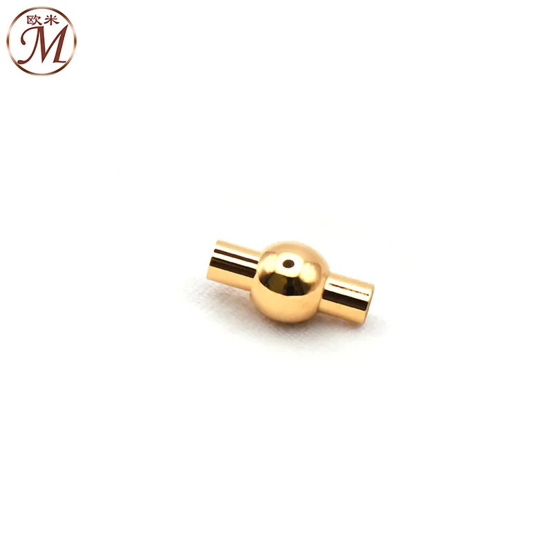 wholesale 3/4/5/6mm ball shape stainless steel leather cord end cap clasp and leather bracelets connector